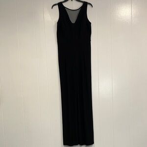 Night Way Collections Jumpsuit Sheer V-Neck Sleeveless Elegant Black Size 8